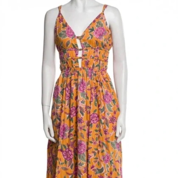 🧡 Caroline Constas NWT Floral Midi Dress 🧡 - Picture 1 of 5